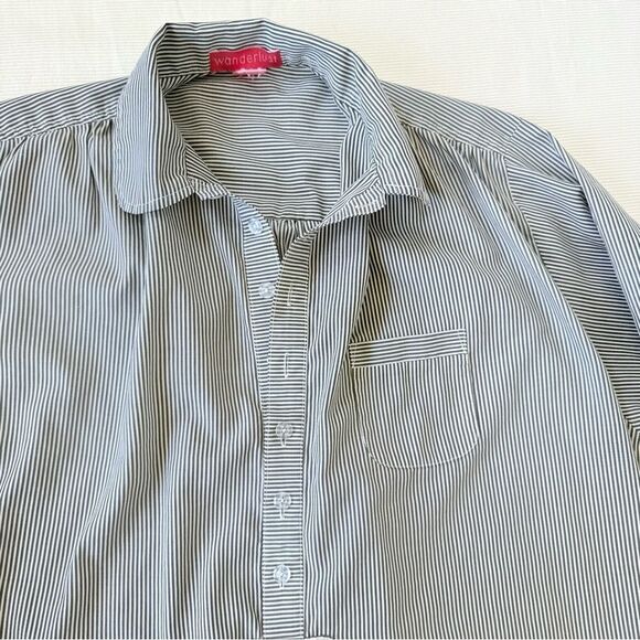 Wanderlust Womens Shirt Dress Longsleeve Button Pocket Striped Casual Resort S - Picture 3 of 4